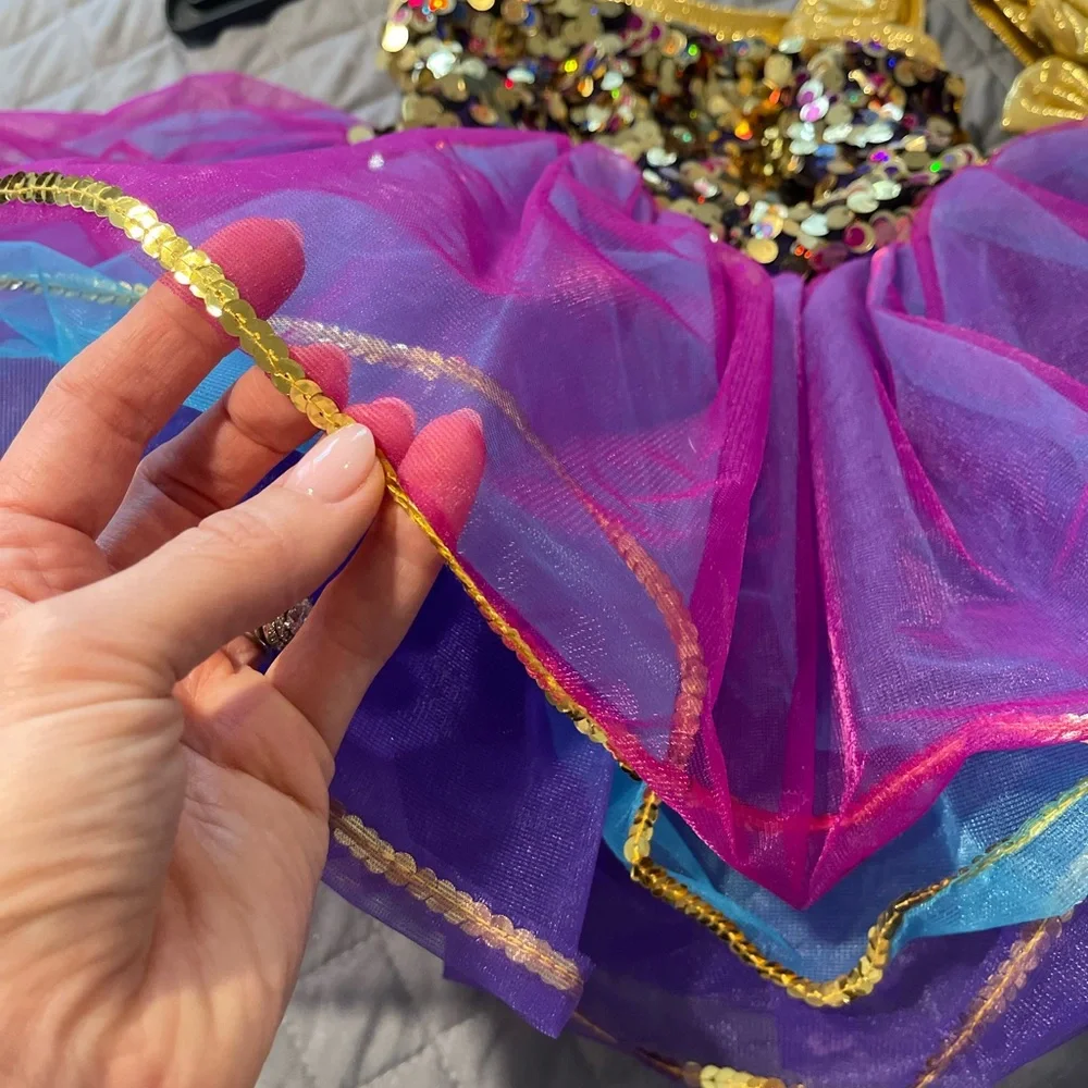 Revolution Gold and Purple Sequin Kids Costume